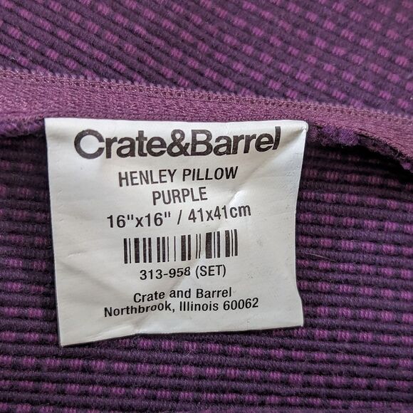 Crate&Barrel Henley Pillow Covers Thick Cotton Zip Off Set of 3 - Picture 10 of 11